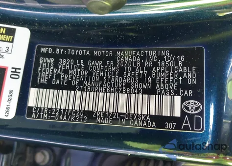 2017 Toyota Corolla Se from USA, damaged, VIN 2T1BURHE6HC788043